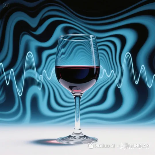 火焰坍缩为一滴下坠的酒液，落入酒杯瞬间荡出环形声波 by Hailuo AI Video Generator