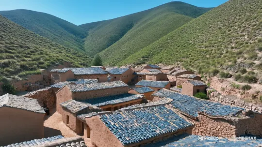 在陕西那广袤无垠的黄土地上，有一个宁静而古朴的小山村，它宛如一颗被岁月遗忘的明珠，镶嵌在这片苍茫的大地之中。村子四周环绕着连绵起伏的山峦，山上郁郁葱葱的树木像是大自然赋予这片土地的守护者。村里的房屋错落有致，大多是用土坯和石头砌成，屋顶上覆盖着青灰色的瓦片，在阳光的映照下，闪烁着古朴的光芒。 by Hailuo AI Video Generator