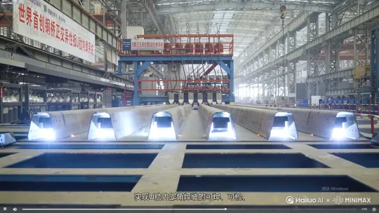 这个是U肋焊接镜头，前推镜头，画面炫酷有科技感 by Hailuo AI Video Generator