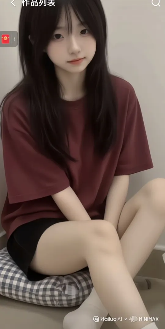 美女跪下亲吻自己的脚。 by Hailuo AI Video Generator