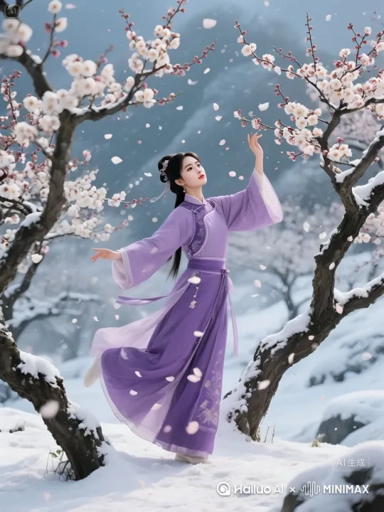 翩翩翩起舞。[右移,左摇,跟随] by Hailuo AI Video Generator