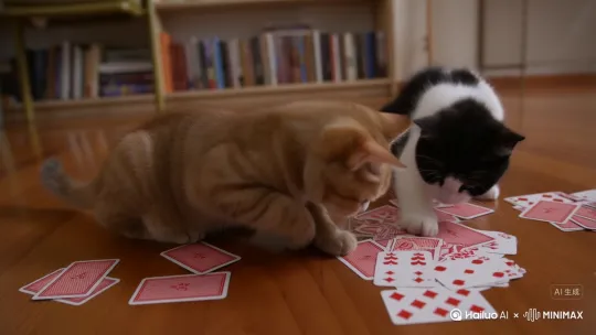 小猫们在打牌 by Hailuo AI Video Generator