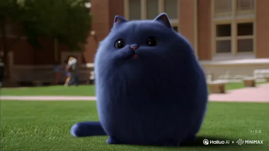 萌萌萌的大蓝色胖猫。在校园里说什么密码的周二 by Hailuo AI Video Generator