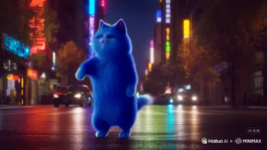 蓝色猫跳江南style by Hailuo AI Video Generator