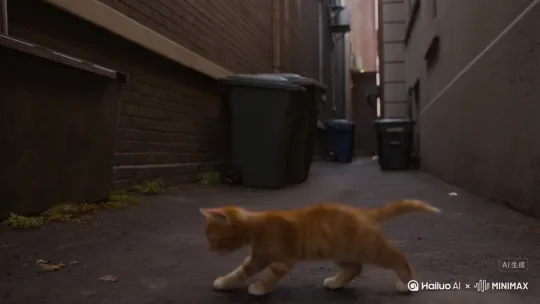 一只小橘猫，正在回家的路上，被一只猫袭击，原来这只猫是小橘猫的仇人，这次来就是为了杀猫灭口 by Hailuo AI Video Generator