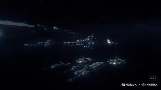 三体人的水滴击毁人类宇宙舰队的画面 by Hailuo AI Video Generator