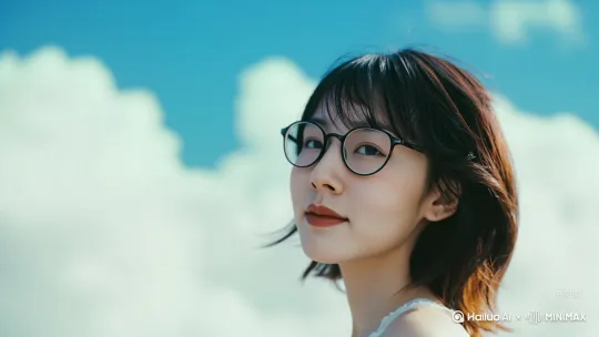 美女举起双手对天空比个心 by Hailuo AI Video Generator