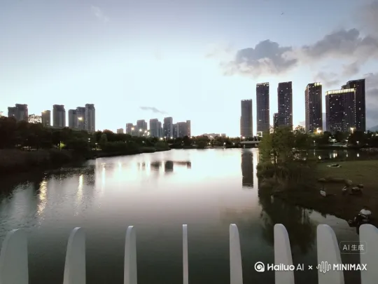 [推进,上升]一辆水上两用汽车载人从河面飞过万科楼 by Hailuo AI Video Generator