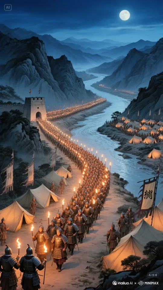 士兵士兵回归走动，3D特效渲染，航拍巡视队伍。 by Hailuo AI Video Generator