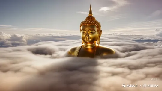 从云端缓缓出现一座金佛，伴随金佛出现霞光四射，祥瑞四起。 by Hailuo AI Video Generator