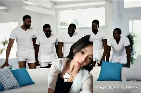 5个黑人乱入女孩 by Hailuo AI Video Generator