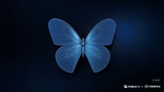 Generate a dreamlike video of a glowing morpho butterfly resting at the center of the screen. Its wings shimmer with iridescent structural blue, reflecting light like liquid silk. The butterfly gently flutters its wings at a natural rhythm of 8 beats per second, each motion subtle and organic, like breathing.

The background is a dark, textured surface resembling a pixelated LED screen, absorbing most ambient light to highlight the subject. A soft, ethereal blue light slowly sweeps from top to bottom every 2 seconds in a continuous loop, increasing in brightness as it moves downward, then fading softly.

The camera is locked in a static position, emphasizing the symmetry of the composition. The atmosphere is still, quiet, and slightly surreal, with a low-contrast vignette around the edges to draw focus inward.

Reflections and micro-shadows on the wings subtly shift with each flutter and light pass, creating a holographic effect. The overall mood should feel like a quiet moment suspended in time, as if love glows silently in a dark room.

Ultra-high resolution. No motion blur. No text. by Hailuo AI Video Generator