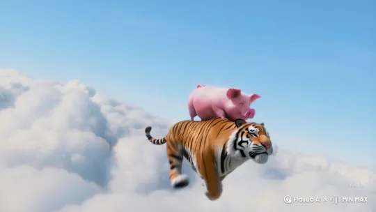 主题老虎猪骑老虎上天 by Hailuo AI Video Generator