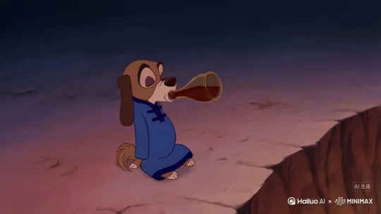 生成一个喝醉酒的时髦小狗学李白朗诵将进酒的画面 by Hailuo AI Video Generator