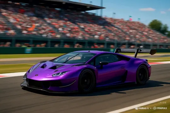 兰博基尼小牛 GT3 EVO2紫色 by Hailuo AI Video Generator