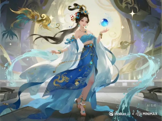 一位身着飘逸长裙的优雅舞者，在跳舞。动作流畅如流水，优雅的旋转（pirouette）带起裙摆如花朵绽放，轻盈的跳跃（grand jeté）仿佛悬浮空中，手臂动作舒展柔美，表情沉醉而专注。慢动作特写捕捉裙摆和发丝的飘动，柔和温暖（或清冷月光）的光线，电影感构图，唯美梦幻的氛围。，镜头由左向右，再拉近，人物脸部特写 by Hailuo AI Video Generator