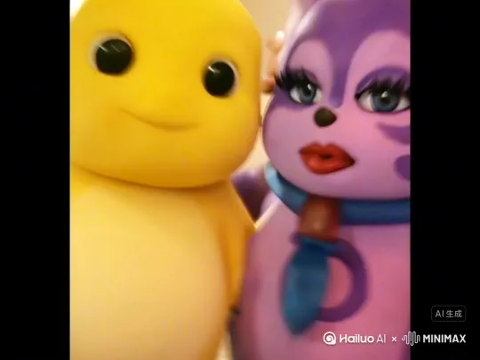 [左移,推进,右摇]奶龙和胖猫打起来了，打到天上了 by Hailuo AI Video Generator