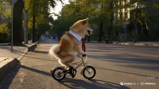 小柴犬早上骑车上班 by Hailuo AI Video Generator