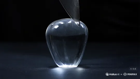 生成切玻璃水果视频 by Hailuo AI Video Generator