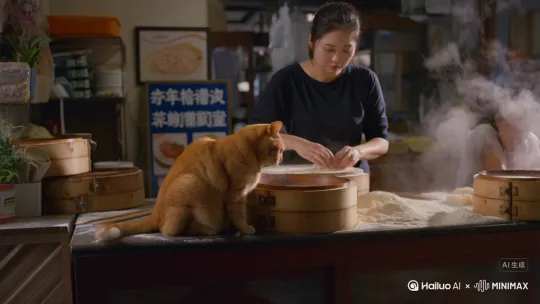 《招财的云吞面》

广州西关的骑楼下，新开了一家云吞面馆。老板娘阿玲把"招财"二字写在门楣上时，毛笔尖滴落的墨汁里，分明映着一只胖橘猫的影子。

这只猫的确胖得离谱。圆滚滚的肚皮像塞了个汤圆，走起路来四爪生风，活像庙里滚动的福禄寿三星。它总爱蹲在面馆的蒸笼旁，看白雾缭绕中阿玲揉面，那双琥珀色的眼睛馋得发亮，尾巴扫得案板上的面粉簌簌直落。

"招财啊，你又想吃虾仁云吞？"阿玲用竹筷夹起一颗裹着整只鲜虾的面团，胖猫立刻直立起来，前爪搭在案台上，胡须都激动地颤动。它并非普通的猫，曾是十三行富商养的宠猫，商船沉没后流落街头，被阿玲收留时怀里还揣着半块翡翠玉佩。

面馆的生意日渐红火。传说胖猫有灵性，谁若见到它舔爪洗脸，定会有好运临门。穿西装的老爷在面馆偶遇贵人，谈成了茶叶生意；挑扁担的货郎发现藏在蒸笼底的银元，正是当年失窃的工钱。渐渐地，人们不再叫它"招财"，而是恭敬地唤作"招财爷"。

中秋那日，面馆来了个戴斗笠的客人。他点的那份云吞面，胖猫嗅了三遍不肯离去。阿玲舀汤时瞥见碗底浮着根银针，正要惊呼，却见斗笠人掀开面纱——竟是失踪三年的戏班班主！原来当年他遭人暗算，是胖猫衔着解药潜入戏院救了他一命。

"它认得害你的人。"班主摸着猫脑袋低声说。那夜暴雨倾盆，胖猫突然跃上屋顶，阿玲追出去时只见一道橘色闪电划过夜空。次日清晨，面馆门口竟躺着个昏迷的货郎，怀里揣着的正是当年班主失窃的戏服和账本。

冬至那天，胖猫在面馆后巷咽了气。阿玲含泪将它葬在桂花树下，却在挖土时发现根系缠绕着个陶罐，里面装满银元和泛黄的戏票。最底下压着张泛黄的纸，是班主的笔迹："此猫乃福星转世，护佑云吞面香传百年。"

如今骑楼下那家老面馆，每逢初一十五仍能看见胖猫的幻影蹲在蒸笼旁。食客们说，若你夹起的云吞里藏着双虾仁，定是招财爷在祝福你——它把福气，都揉进了西关的烟火气里。 by Hailuo AI Video Generator
