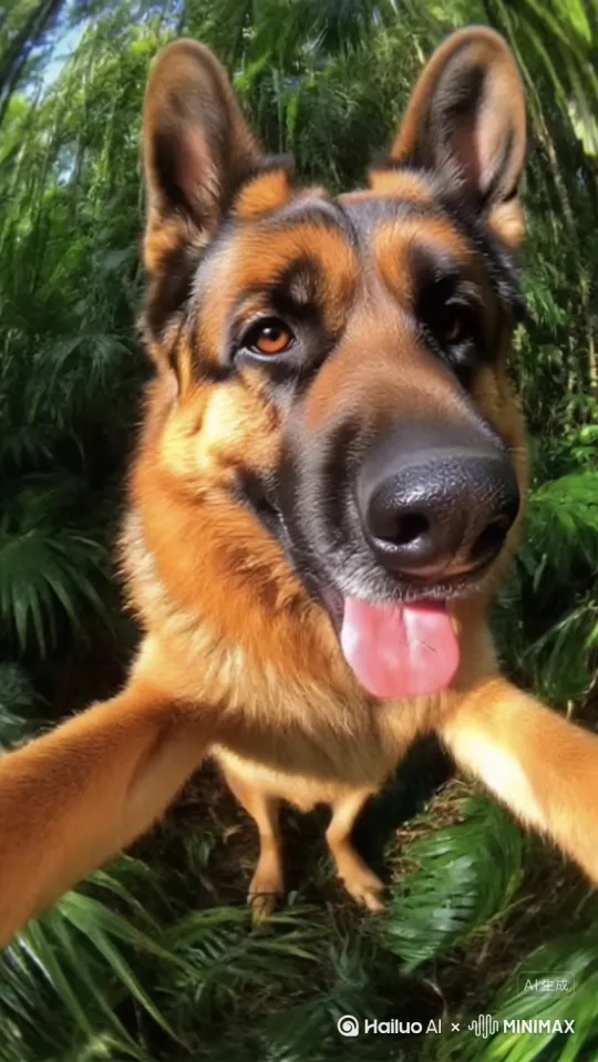 上传宠物照片，生成德国牧羊犬化身江湖义士与龙虎搏斗的中国风视频。 by Hailuo AI Video Generator