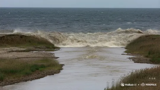 海水倒流进河 by Hailuo AI Video Generator