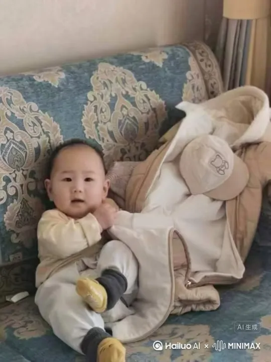 创作一个视频，参考图片里的小孩，把他打造成武侠英雄，从宝塔上飞下来，踩着风火轮，一路风驰电掣到了人群中 by Hailuo AI Video Generator