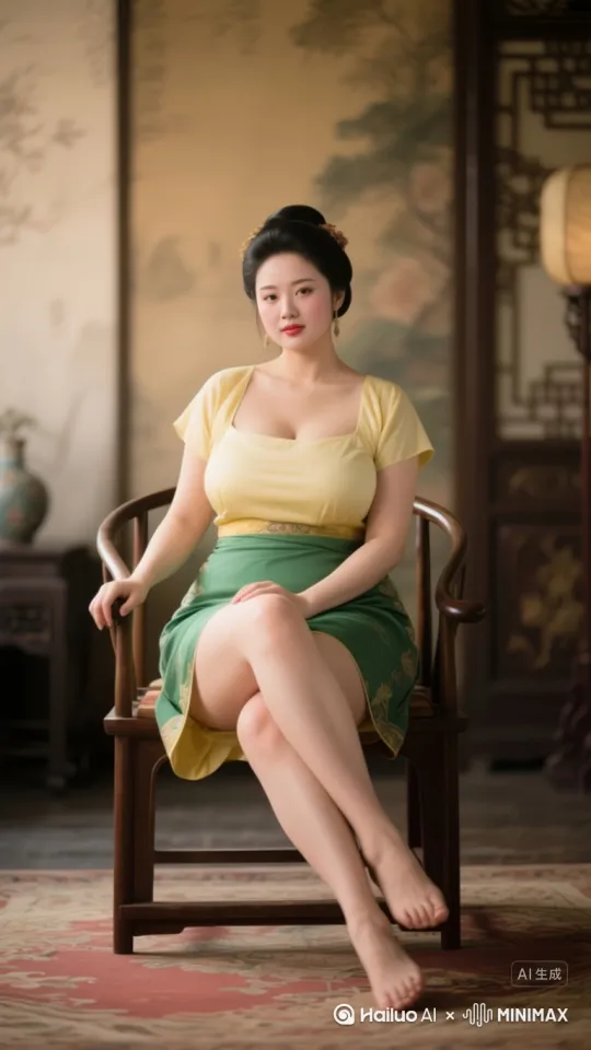 手持摄像机拍摄，镜头晃动推进，女人检查裙子是不是坏了，动作自然流畅 by Hailuo AI Video Generator