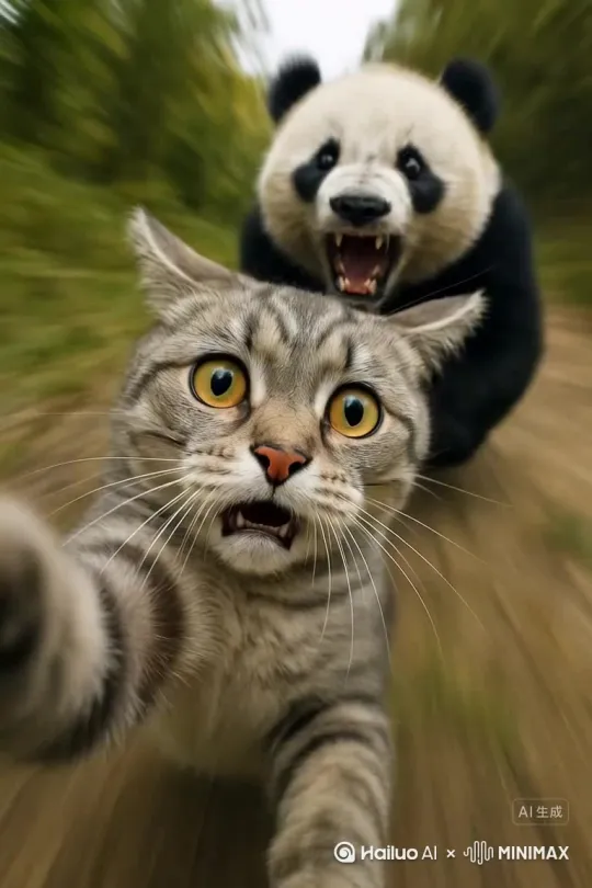 让大熊猫撵它
 by Hailuo AI Video Generator