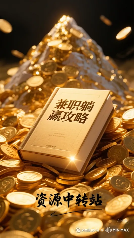背景在金币堆里，上面放置着一本神秘而充满智慧的书，这本书散发着耀眼闪耀、夺人眼球的光束，书壳上的字被光打上炫彩夺目的光！金币纷纷掉落激起地面其余金币移动！要求：无限想象力，运镜呈现高级感，超现实主义，超清8K画质 by Hailuo AI Video Generator