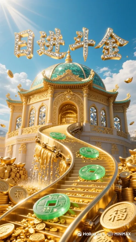 门里面有密密麻麻的金子像洪水一样冲出来 by Hailuo AI Video Generator