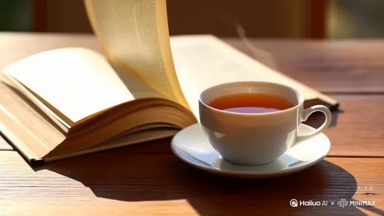 阳光明媚的午后，一本书 一杯茶 by Hailuo AI Video Generator