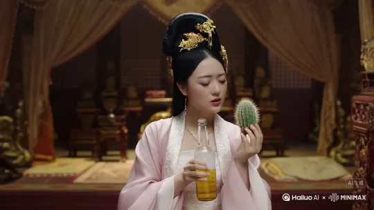 甄嬛生吃带刺仙人掌一边还喝啤酒 by Hailuo AI Video Generator
