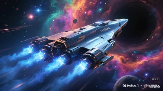 【镜头一：深空巡航】
（全景俯拍）靛蓝色星尘在舷窗外流淌，飞隼号流线型机身划破星云，金属外壳反射着远处类星体的蓝白色脉冲。驾驶舱内全息屏跳动着星图坐标，量子引擎低沉的嗡鸣与星际风摩擦声交织成恒定频率 —— 直到右上角突然弹出刺眼的红色警告框。
【镜头二：黑洞初现】
（镜头急推至舰桥）舰长瞳孔倒映出屏幕上的引力模型：一团扭曲光线的暗物质漩涡正在前方三十光秒处旋转，事件视界边缘的气体吸积盘燃着橙红色焰流，像被宇宙撕碎的绸缎。“左舷引擎过载！” 副驾驶的嘶吼混着金属 creak 声，飞隼号突然剧烈震颤，原本平行的航线开始向引力源弯曲。
【镜头三：引力绞杀】
（特写飞船侧翼）流线型翼梢在引力场中微微变形，蓝色喷射焰被拉扯成螺旋状。舷窗外的星光开始沿圆弧扭曲，远处的恒星突然在黑洞两侧分裂出重影 —— 时空正在被撕开裂缝。“启动反物质护盾！” 舰长的指令刚落，船身表面瞬间覆上一层流动的银灰色能量膜，与扑面而来的引力场波纹撞出噼啪作响的电火花。
【镜头四：穿越临界点】
（第一人称视角穿舱而过）事件视界的暗黑色表面突然泛起油膜般的虹彩，飞隼号前端撞入的瞬间，所有仪表盘指针疯狂倒转。星尘变成倒流的光河，量子引擎的嗡鸣被拉长为失真的低频轰鸣，驾驶舱玻璃上浮现出诡异的引力透镜效应：飞船自己的影子正从黑洞另一端反向驶来。
【镜头五：时空褶皱】
（慢镜头特写引擎）尾部喷射器的蓝色火焰在绝对黑暗中骤然明亮，焰尖触碰到黑洞内部的时空褶皱，激发出翡翠色的量子火花。飞船外壳的金属纹路开始发光，像血管般蔓延至整个机身 —— 这是超光速跃迁前的量子同步现象。舰长紧握操纵杆的指节泛白，在视网膜投影里看着飞船一半机身陷入黑暗，一半仍沐浴在原来的星光中。
【镜头六：破茧而出】
（仰拍镜头）漆黑背景里突然炸开一团蓝光，飞隼号如离弦之箭从黑洞另一端的白洞射出，护盾在接触新星系气体的瞬间迸发出烟花状的能量涟漪。吸积盘的红光消失了，取而代之的是三枚紫色超巨星，它们的光穿过飞船冷凝的水汽，在舱壁上投下流动的斑纹。
【镜头七：新航点】
（远景拉至宇宙尺度）飞隼号调整姿态，量子引擎重新稳定为柔和的蓝光。后方的黑洞正缓慢闭合，事件视界最后收缩成一点，像从未存在过。舰长指尖划过星图上新出现的未知星域，全息屏上 “已抵达：未知象限 α-7” 的绿色字样渐次亮起，背景音里，引擎的嗡鸣又恢复了最初的频率。
（黑屏，字幕渐显）“宇宙从不在乎谁是访客 —— 它只记得谁敢穿过黑暗。” by Hailuo AI Video Generator