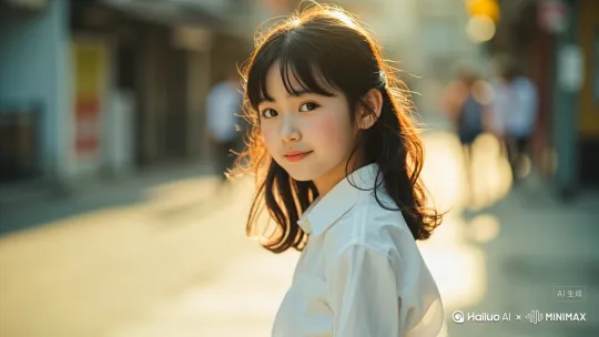 镜头镜头缓慢拉远。女孩儿微笑。回头发现远处。有个人向自己跑过来 准备抓住自己，立刻持续就露出了惊慌恐惧的神情。特写远处跑过来的中年男人，然后女孩被扑倒在地。惊慌的哭泣，念念有词。 by Hailuo AI Video Generator