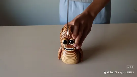 生成一个拿刀切拉布布切成两半的视频 by Hailuo AI Video Generator
