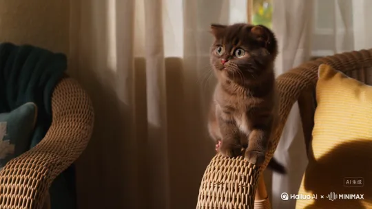 ### **🐱 小奶猫文案表格**  

| **属性**       | **描述**                                                                 | **画面感**                          |
|----------------|-------------------------------------------------------------------------|-----------------------------------|
| **外观**       | 一只毛茸茸的棕色小奶猫，圆溜溜的大眼睛，粉嫩的鼻头和肉垫，耳朵微微抖动。                    | 像一团软糯的焦糖麻薯，让人想rua一把！            |
| **姿势**       | 双腿直立站在椅子边缘，小爪子轻轻搭在扶手上，尾巴自然下垂，眼神专注地望向远方。                 | 像在思考“猫生大事”，又像在等开饭的小可爱~          |
| **神态**       | 悠闲中带着一丝好奇，耳朵微微转动，仿佛听到了什么有趣的声音。                              | 呆萌又机灵，让人忍不住想逗它玩！               |
| **场景**       | 阳光洒在它身上，背景是窗边的藤椅，微风轻拂，窗帘微微飘动，整个画面温暖治愈。                  | 像一幅慵懒的油画，瞬间让人心情放松~             |
| **互动引导**   | “猜猜我在看什么？是蝴蝶，还是你手里的零食？”（适合配文发朋友圈/短视频）                     | 增加代入感，让读者自动脑补后续剧情！             |

**✨ 适用场景**：宠物社交账号文案、萌宠视频字幕、猫咪用品广告配文等。  

如果需要更风格化（比如搞笑/文艺），可以调整语气词和细节描述~
播放时间30秒 by Hailuo AI Video Generator