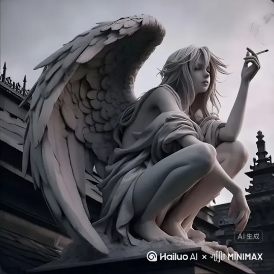保持人物尽量不动，人物似动非动，天空隐约能看见些许闪电，有微风，仿佛暴风雨来临前的疯狂和冷静。 by Hailuo AI Video Generator