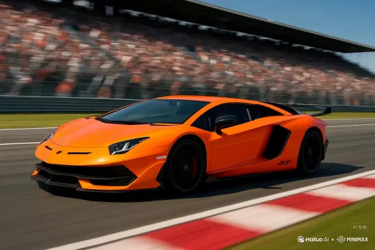 兰博基尼 Aventador SVJ，亮橙 by Hailuo AI Video Generator