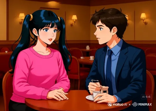 一对情侣正在餐厅等待上餐，服务员端来了两杯鸡尾酒[推进] by Hailuo AI Video Generator