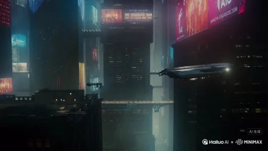 创作一段银翼杀手2049风格的场景短片，展示城市夜景，载具等等 by Hailuo AI Video Generator