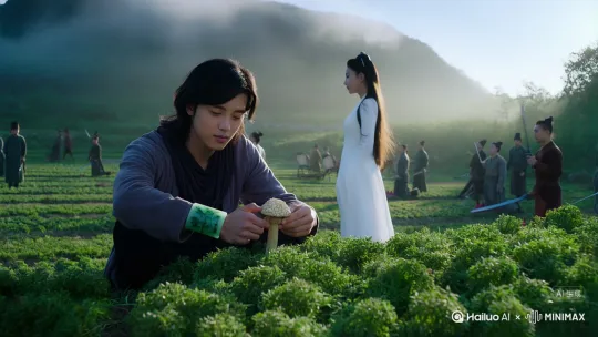 阳光熹微，
晨雾缭绕，
紫云山的山脚下，一片
散发着药香的田地静静地矗立。
林玄，一位刚
满二十的年轻炼药师，
正趴在一株盛开的灵芝
聚精会神地观察着它的生长状态。他的手
旁，
腕上绑着一条青色的玉带，
上面纹刻着各种药
草的图案，映衬得他眉目清秀，面色沉静。此
他的心中惦念着今日的炼药任务——为山中
时，
挥舞宝剑的众多弟子们炼制一种增强灵力的丹
药。
“林玄，你又在发呆了？“一声清脆的女声突然打
断了他的思绪。
穿着白色长裙的沈若曦，无疑
是这片地区最耀眼的女子，
她的长发在晨风中
宛如清风拂过的白云。
轻舞，
“我在专心观察灵芝的生长规律，若曦，你别打
扰我。
“林玄略显不耐烦，
随即又微微一笑，心
中的紧张情绪稍微被她的轻松打破。
“你的专心很有必要，但有些任务也要适可而
止，
别再过度。
“沈若曦的眼神透着智慧，她认
真地说。
“听说今天会有一位来自东土的仙人来
访，
我们应该好好迎接。 by Hailuo AI Video Generator