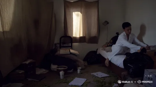 无声的夜，突然，不知从哪里的风呼啸的吹动着，路旁的红杉树摇曳着高挑的身姿，仿佛一切突然的I

　　“管他呢，我们都是小老百姓的，哪管得了那事啊，早点睡吧，明天还有班要上呢。”

　　紧接着那栋房子里的灯被关上了手机有收到的灯一样变得寂静无光。

　　只是没有人发现这些黑的夜中有一个人影匆匆的闪过他消失在那栋房的大门前。

　　一缕阳光穿过满是土灰的窗帘露出一丝丝，漆黑的房间不时地传出沙沙的声音。

　　“滴滴滴”窗前的闹钟不厌其烦的响了起来。“真是麻烦啊。”穿着纯白色睡衣的江风猛地拍下闹钟，摸着自己的脖子。推开周围黑色袋装物，抬起脚摸索着墙壁去打开房间拐角的灯。

　　昏暗的灯光注满整个房间，江风的目光在凌乱的房间中游走，昨晚的熬夜战斗留下的痕迹历历在目：散乱的咖啡渍在杯底干涸，文件如秋天落叶般铺满地板，还有那些沉默的黑色阴影——未拆封的快递包裹，静静地堆叠在角落。他眉头微蹙，脑海中浮现出昨晚自己如何沉溺于工作的海洋，直至夜幕深沉，方才在桌边勉强找个角落小憩。

　　他踱步至窗前，轻手轻脚地拉开厚重的窗帘，如同揭开新一天的序幕。窗外的世界渐渐显露真容，街道上的喧嚣声渐渐清晰，车辆如织， by Hailuo AI Video Generator