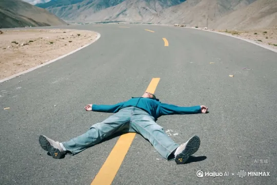 生成一个行驶的车辆压过图中的人，车从人正中间开过去 by Hailuo AI Video Generator
