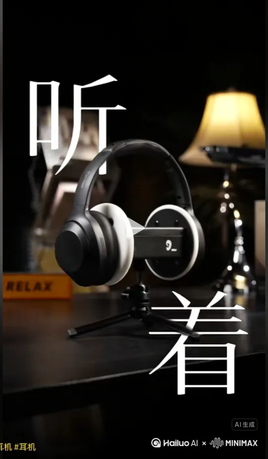 换一个耳机,换一个场景,耳机颜色是白色,耳机上面不需要文字英文,耳机单独放在桌面上,不需要有东西支撑,后面的周围物体不需要,灯光需要这样的,然后通过运镜的方式去介绍耳机,后面2秒需要一个耳机的特写 by Hailuo AI Video Generator