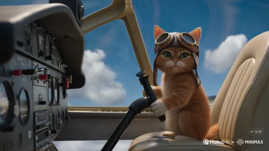 小猫驾驶飞机 by Hailuo AI Video Generator