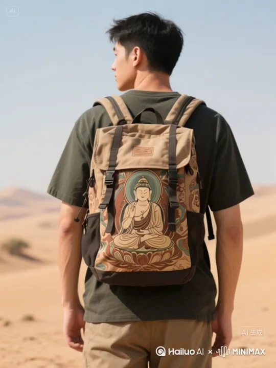 男子在前面行走，跟随运镜，[左移,右摇,跟随]，镜头拍到男生正面时，拉近给出男生的特色镜头，眼神坚定，可以看到眼睛的细节，面部表情放松自然，头发也随着微风自然的飘动。背景是一个沙漠，虚化。 by Hailuo AI Video Generator