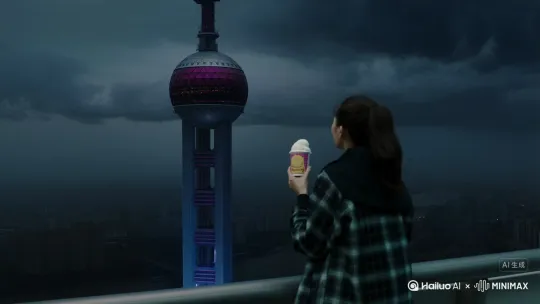 东方明珠变成光棱塔攻击手持蜜雪冰城的人 by Hailuo AI Video Generator