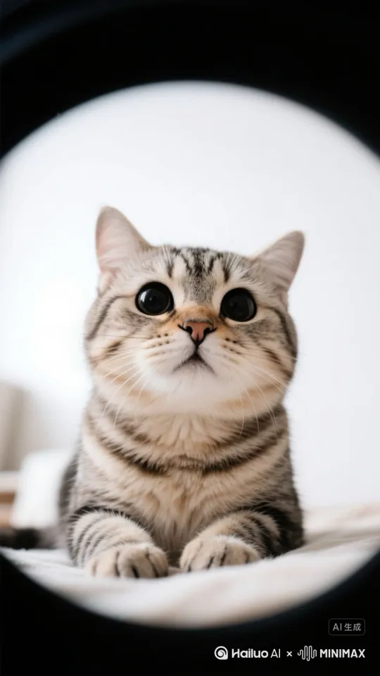 [推进]小猫凑近后，吐舌头，眨眼睛 by Hailuo AI Video Generator