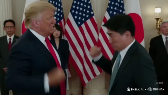 特朗普暴揍日本首相石破茂，6秒钟出拳14次 by Hailuo AI Video Generator